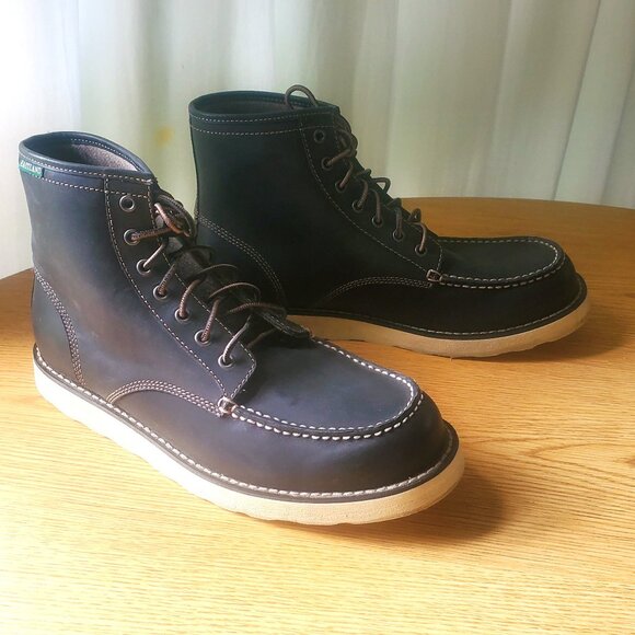 Eastland Men's Lumber Up Moc Toe Work Boots/ Size 12D/ Charcoal Gray Leather - Picture 4 of 9